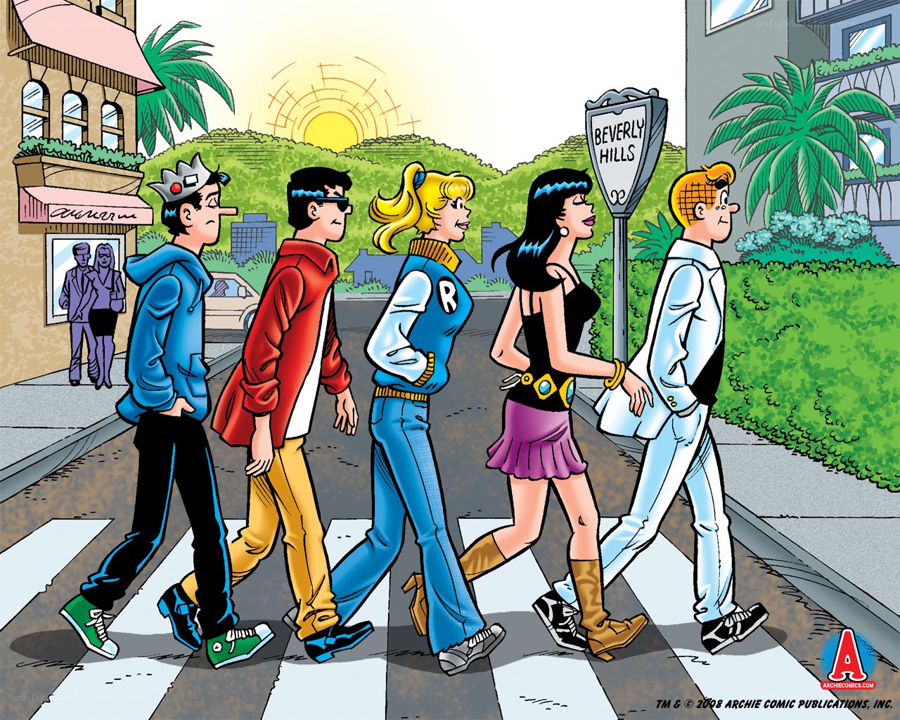 Archie characters crossing street