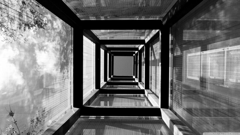 architectural corridor with reflections