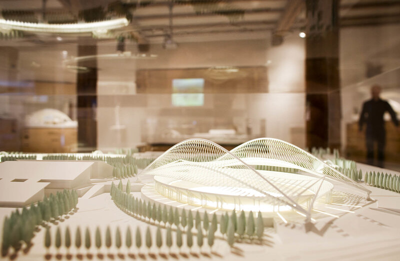 Architectural model of a modern stadium