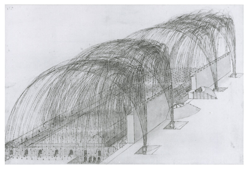 Architectural sketch of a vaulted structure