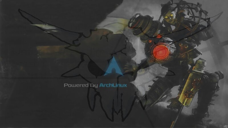 ArchLinux boot screen with game art