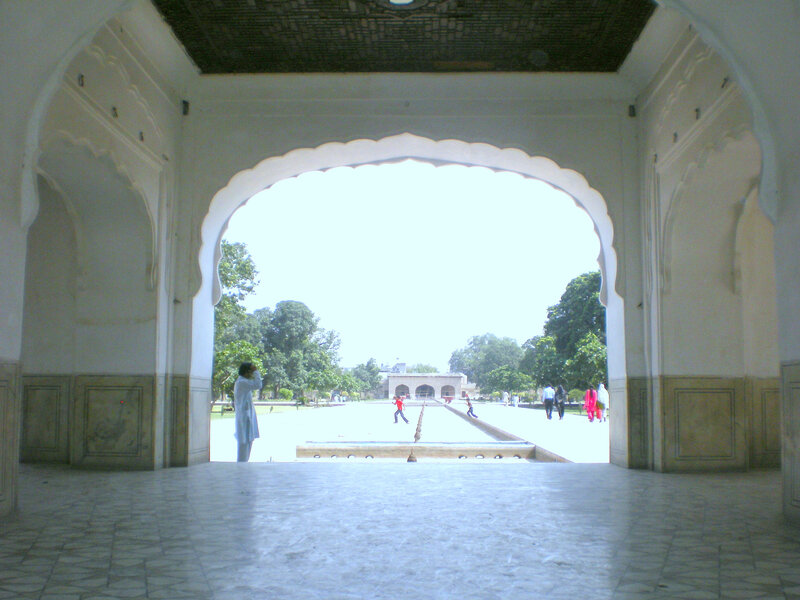 archway view of a garden