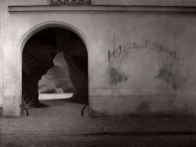 archway with bridge drawing