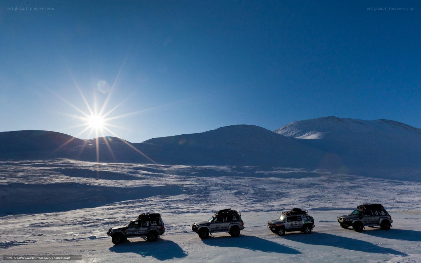 Arctic convoy in snow