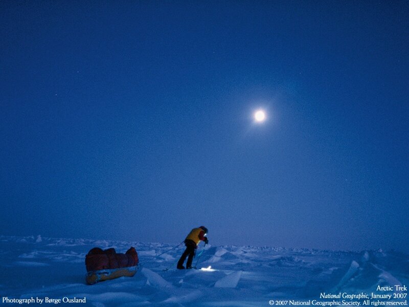 Arctic explorer at night