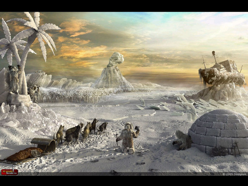 Arctic explorer with sled dogs