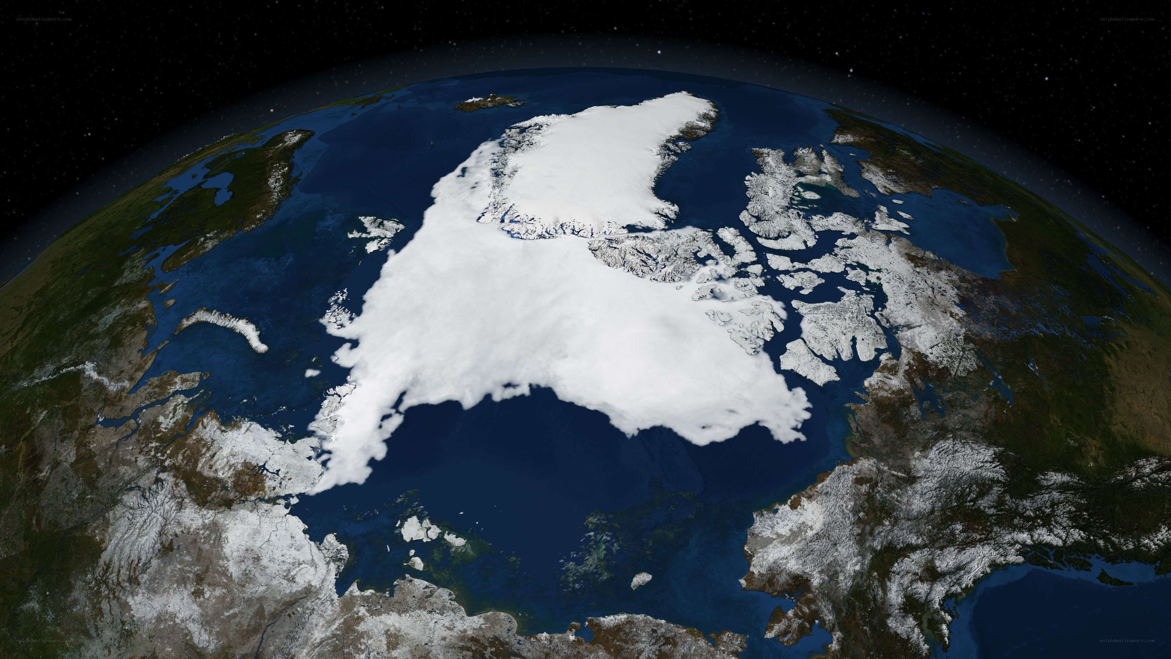 Arctic ice cap from space