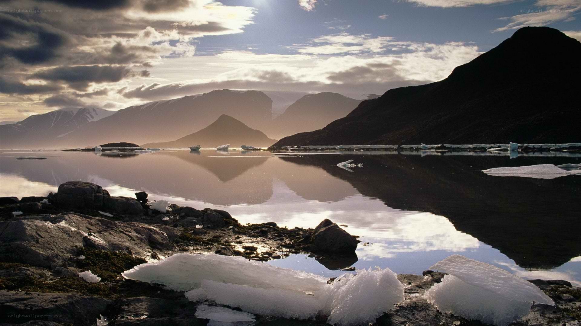 Arctic landscape at sunset