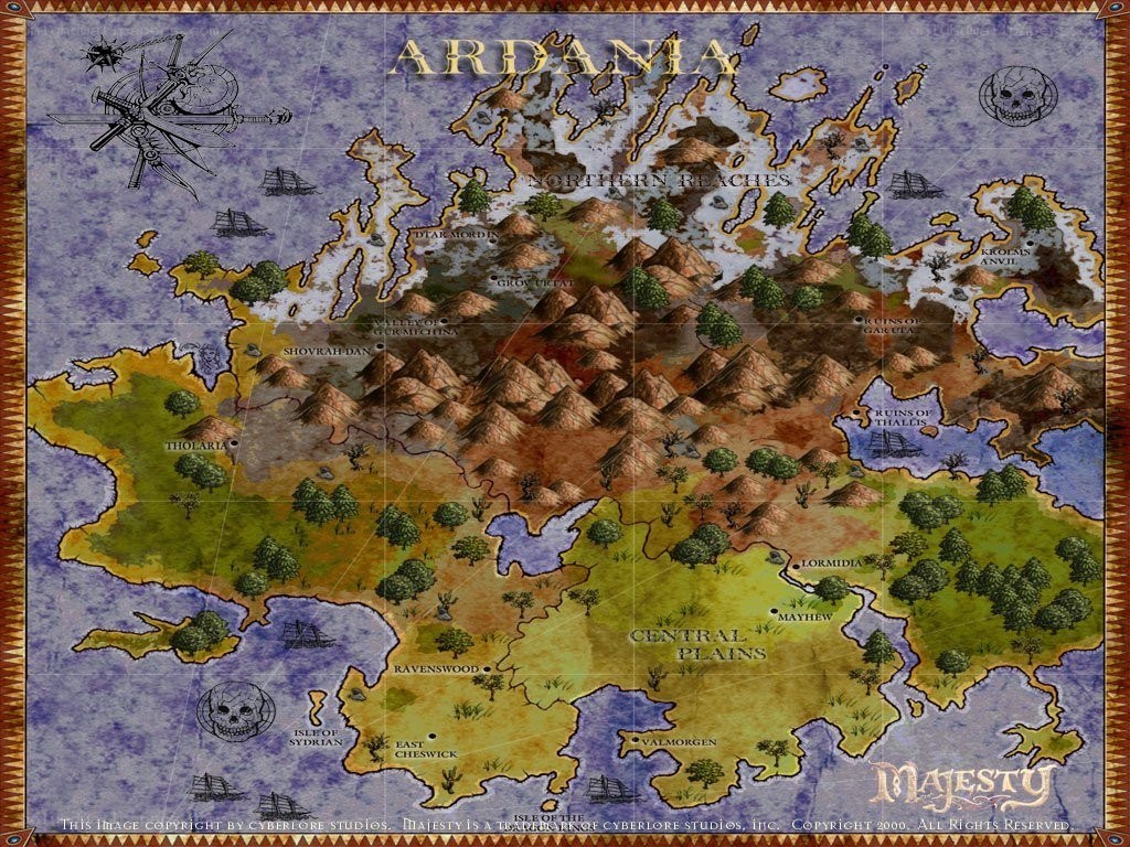 Ardania fantasy world map