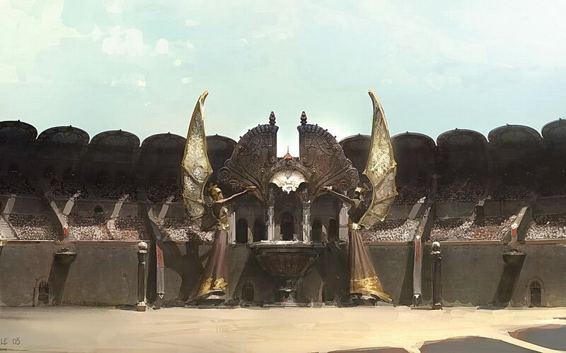 arena with winged figures