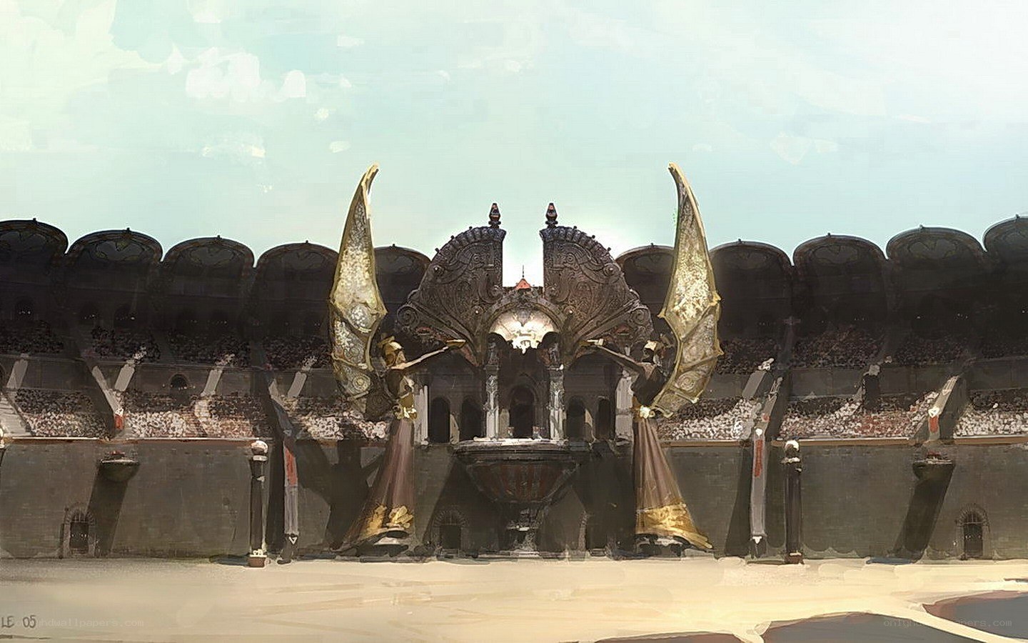 arena with winged figures