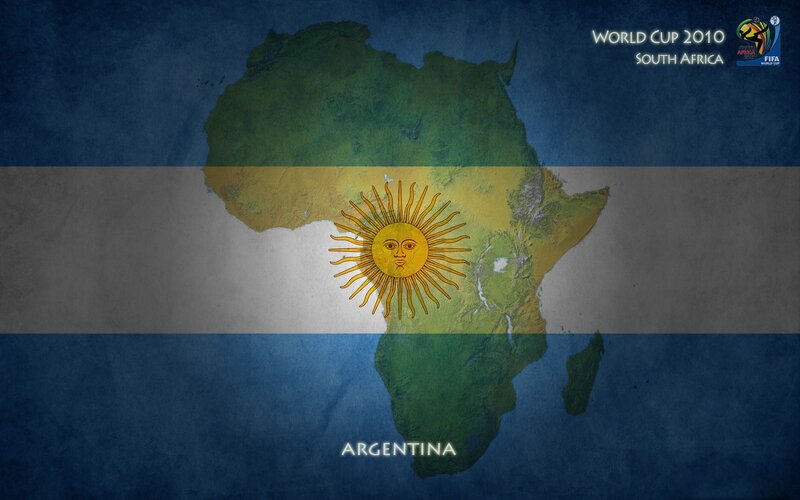 Argentina flag over Africa map