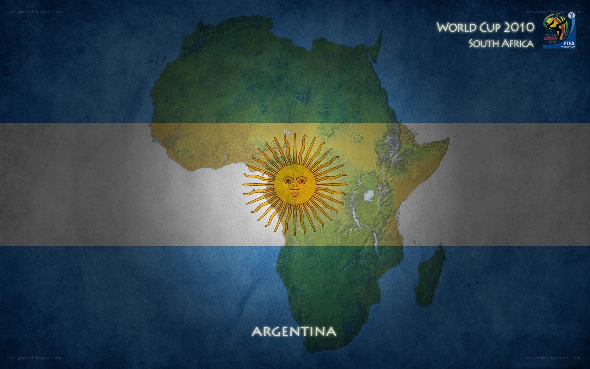 Argentina flag over Africa map