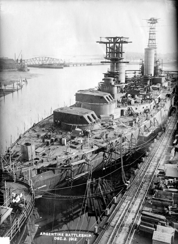 Argentine battleship in dry dock