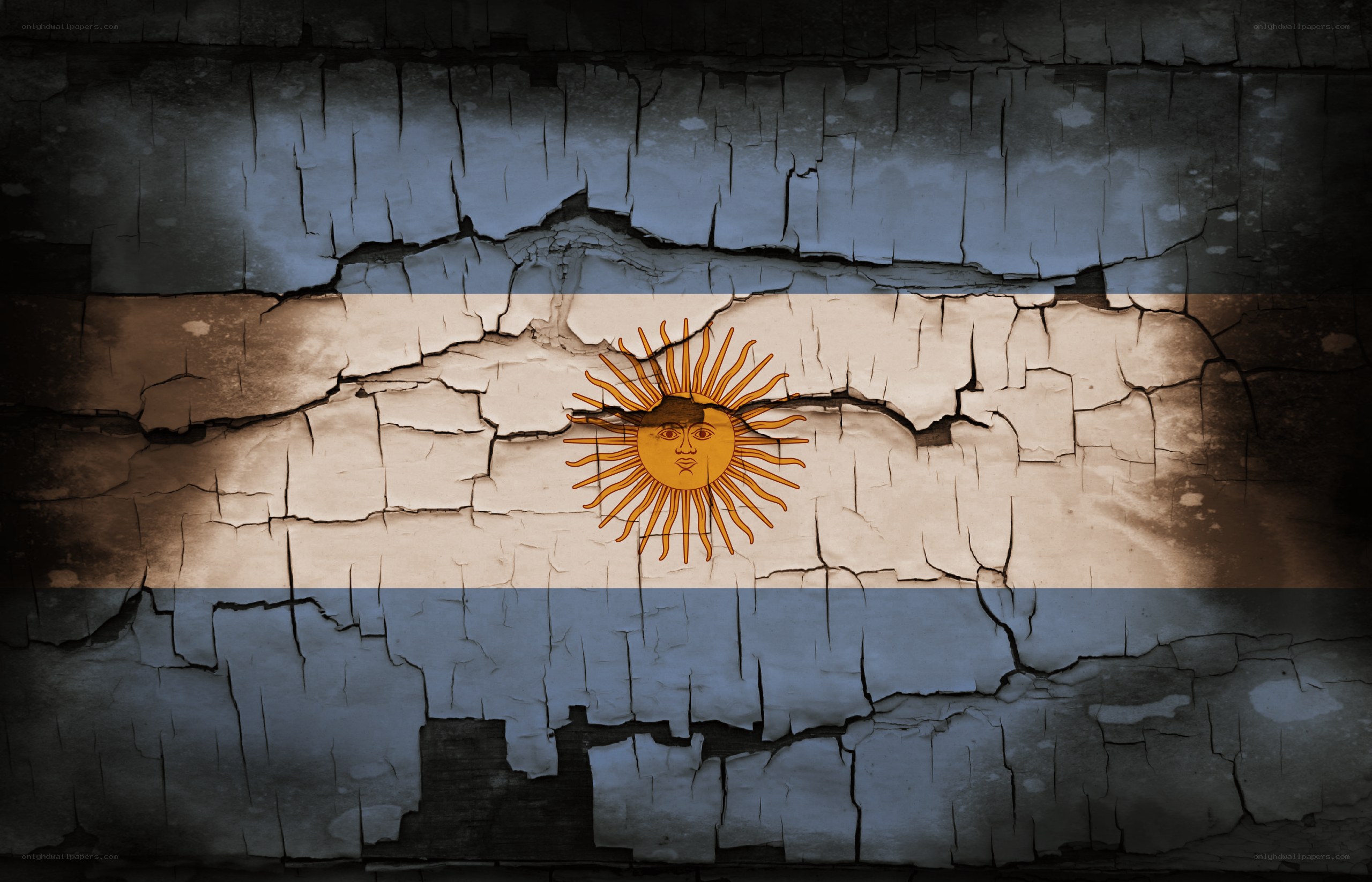 Argentine flag on cracked wall
