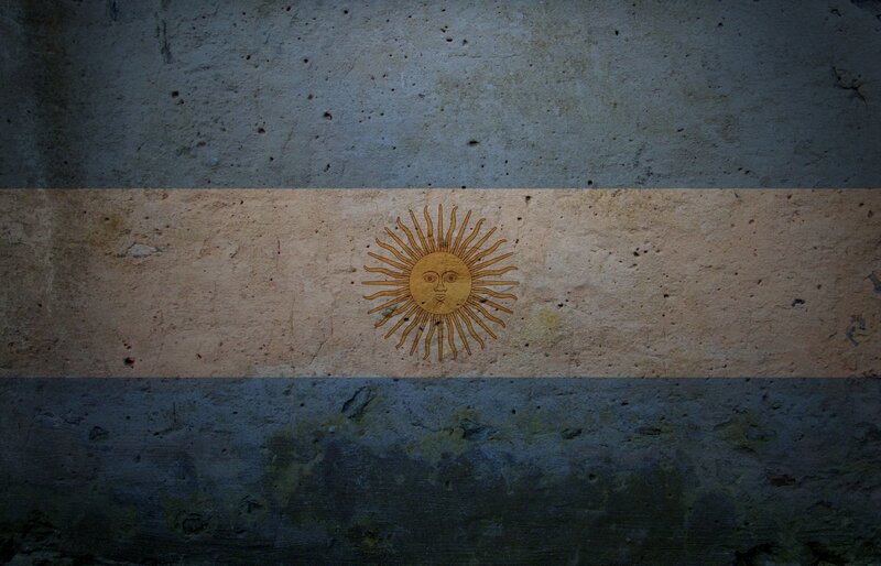 Argentine flag on textured wall