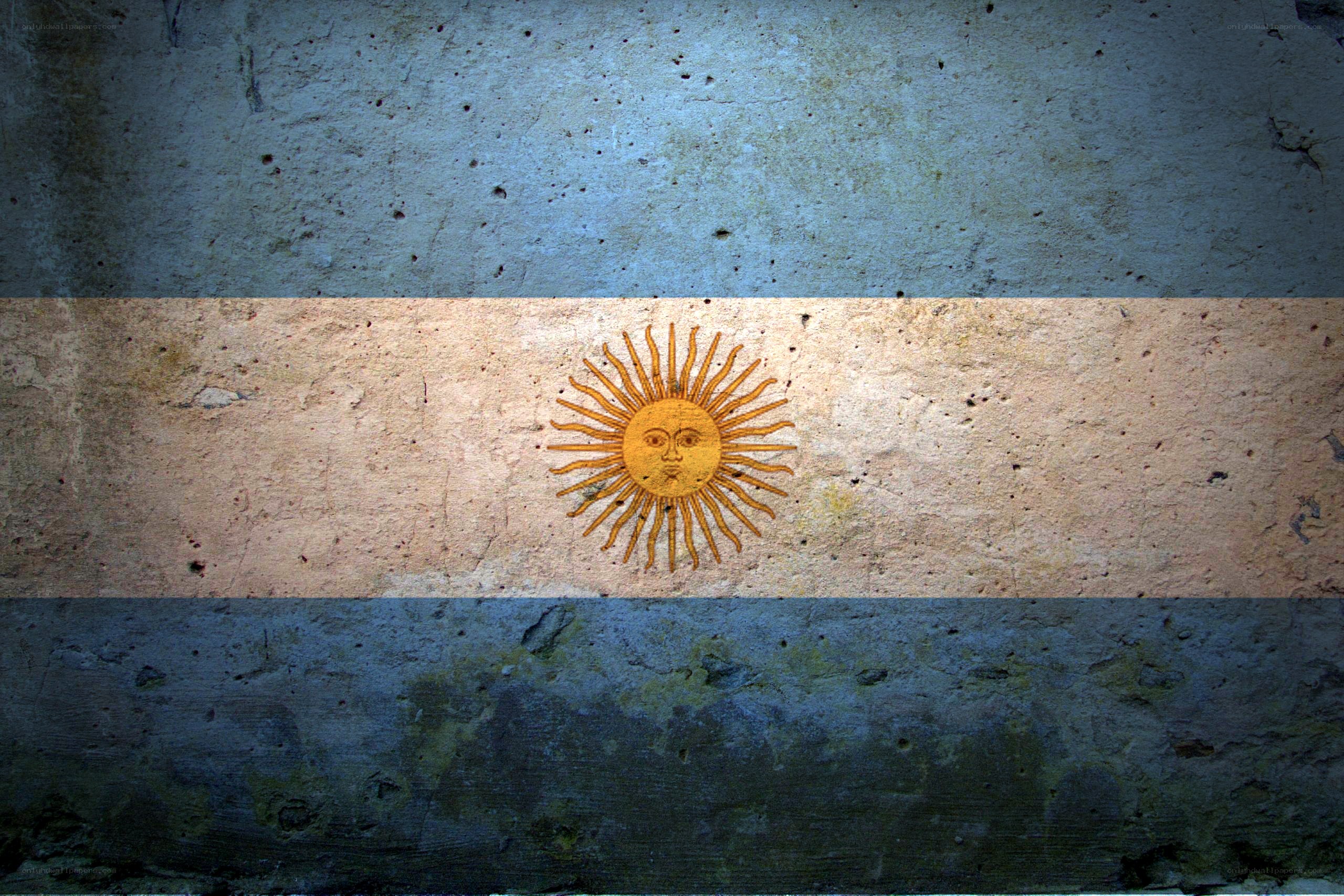 Argentine flag on weathered wall