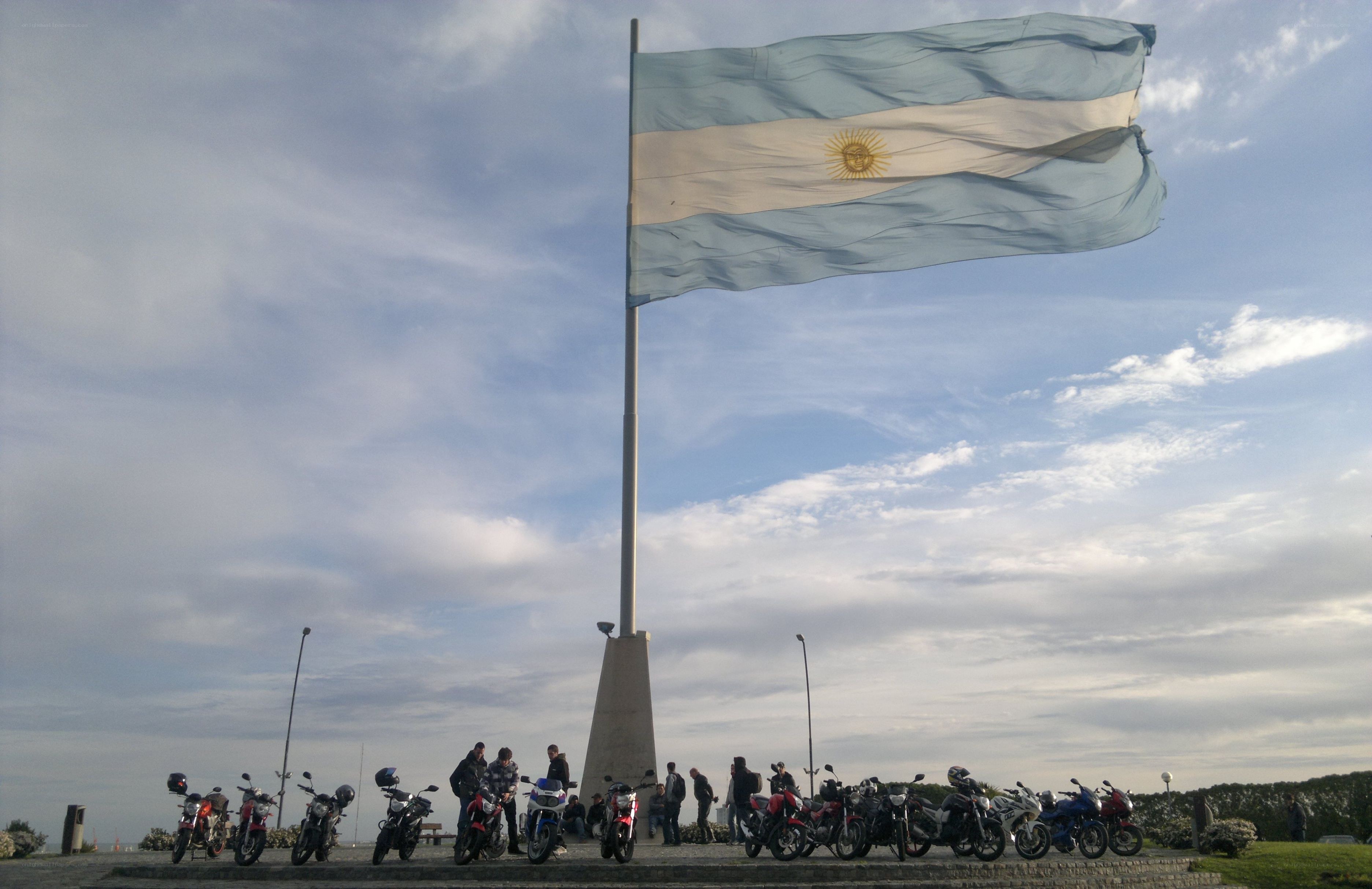 Argentine flag with motorcycles