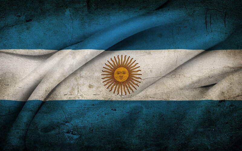 Argentine flag with sun emblem
