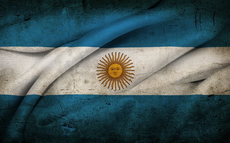 Argentine flag with sun emblem