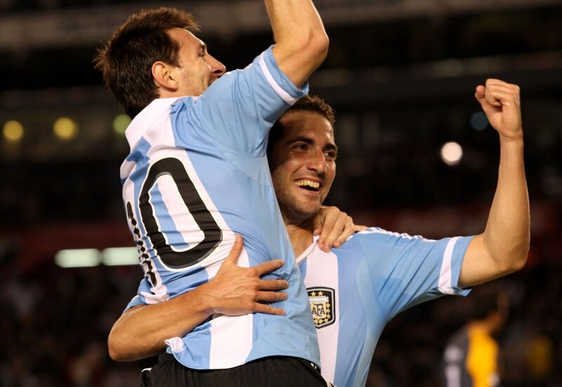 Argentine footballers celebrating