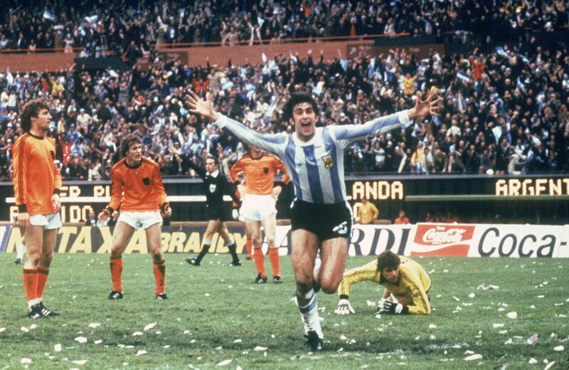 Argentine player celebrates goal