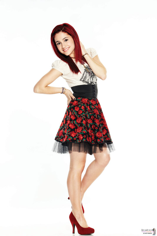 Ariana Grande in red and black outfit