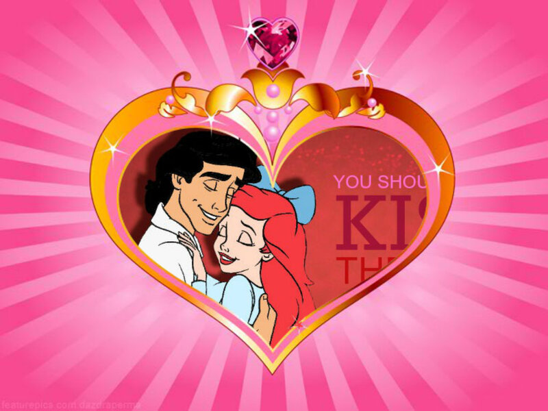 Ariel and Eric Embracing — Pink