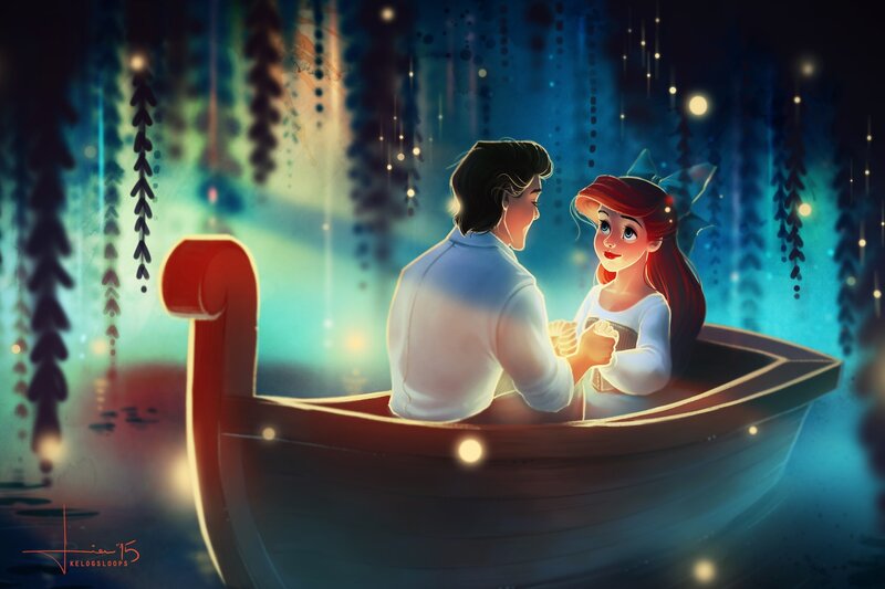 Ariel and Eric in a Boat — Blue, Romantic