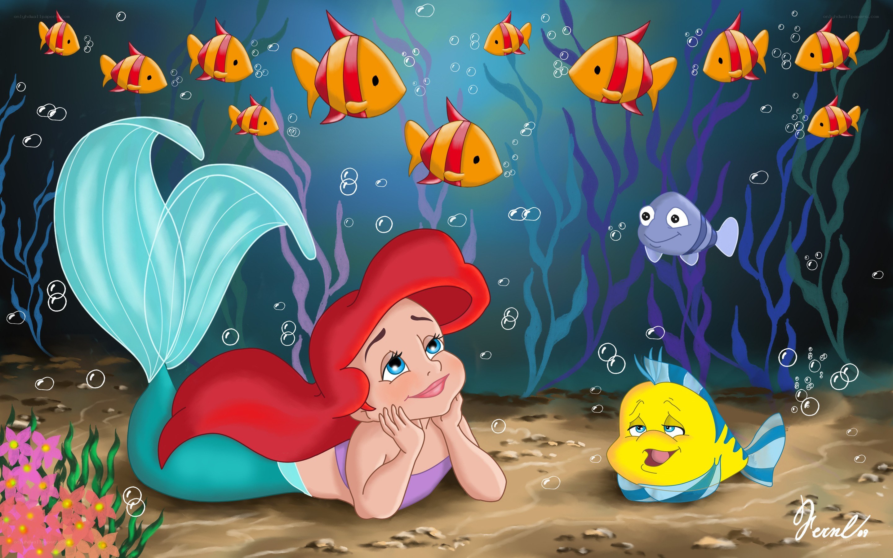 Ariel and her fish friends