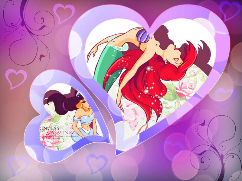 Ariel and Jasmine in Hearts