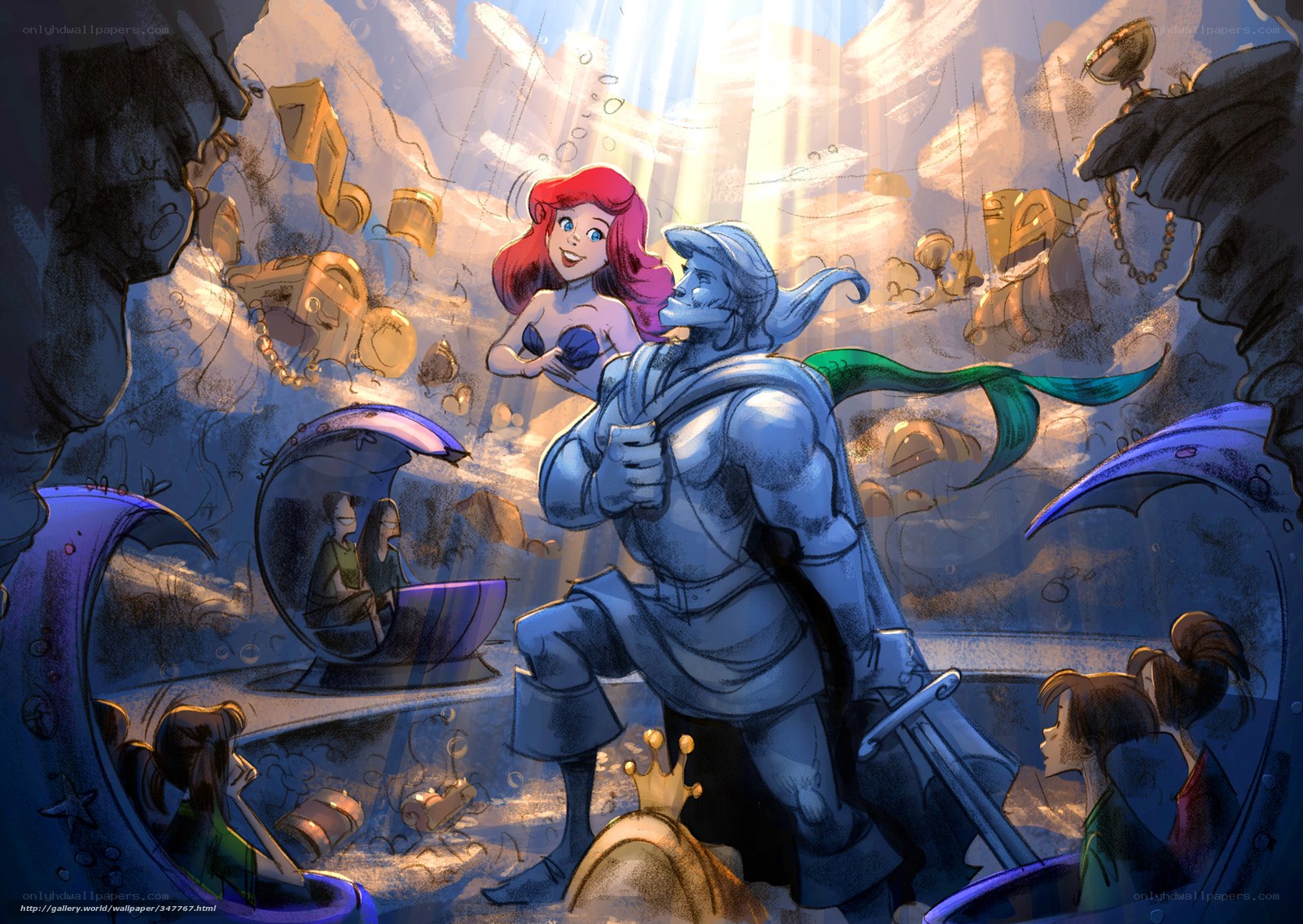Ariel and Prince Eric underwater