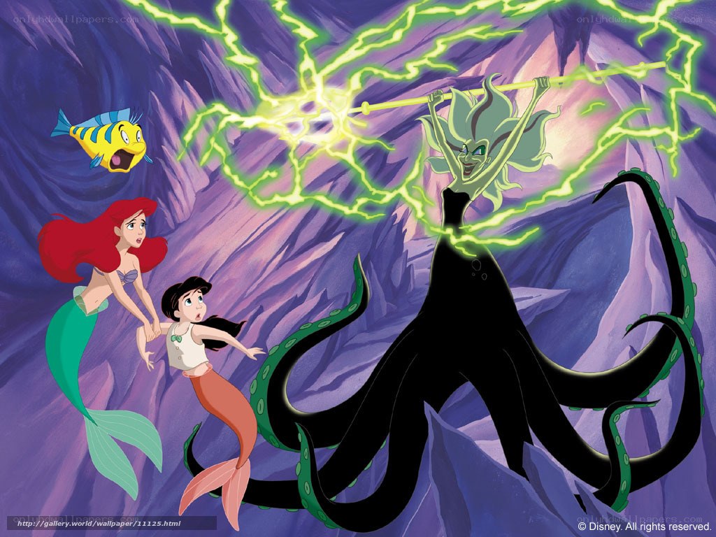 Ariel and Ursula in a cave