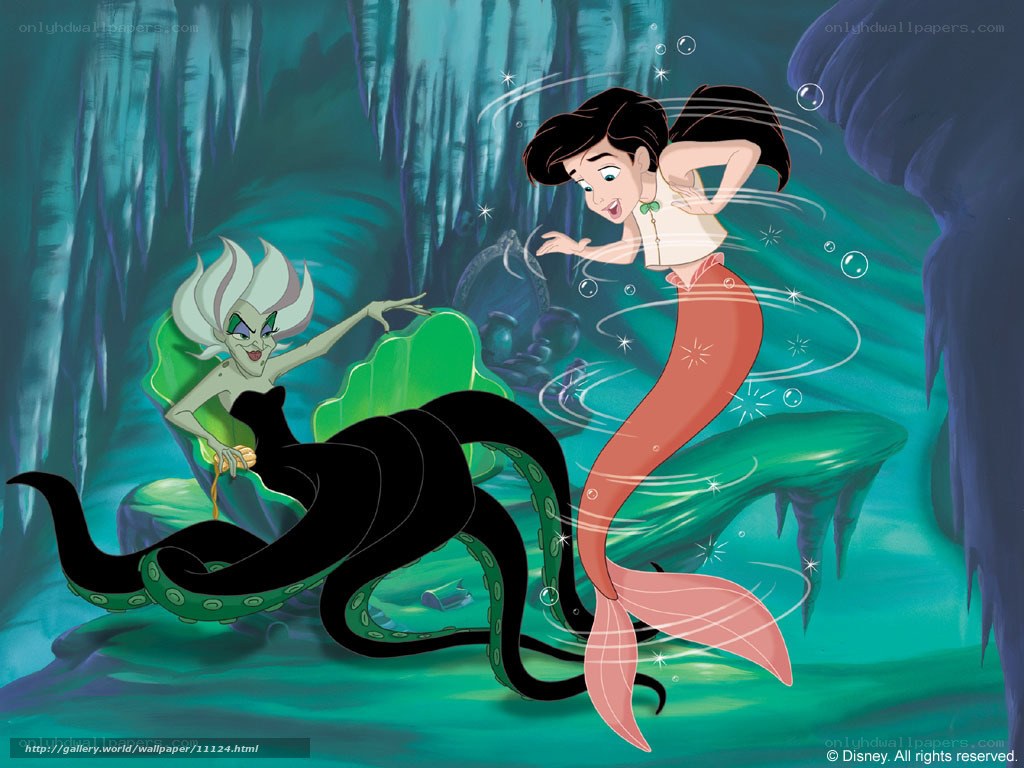 Ariel and Ursula underwater scene