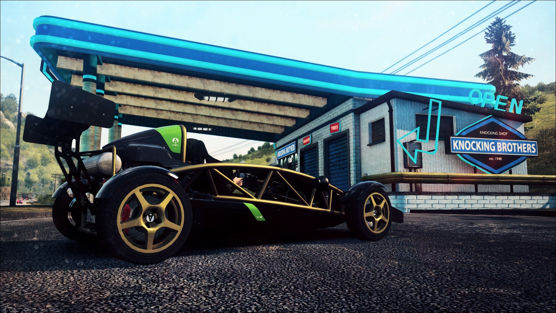 Ariel Atom at a gas station