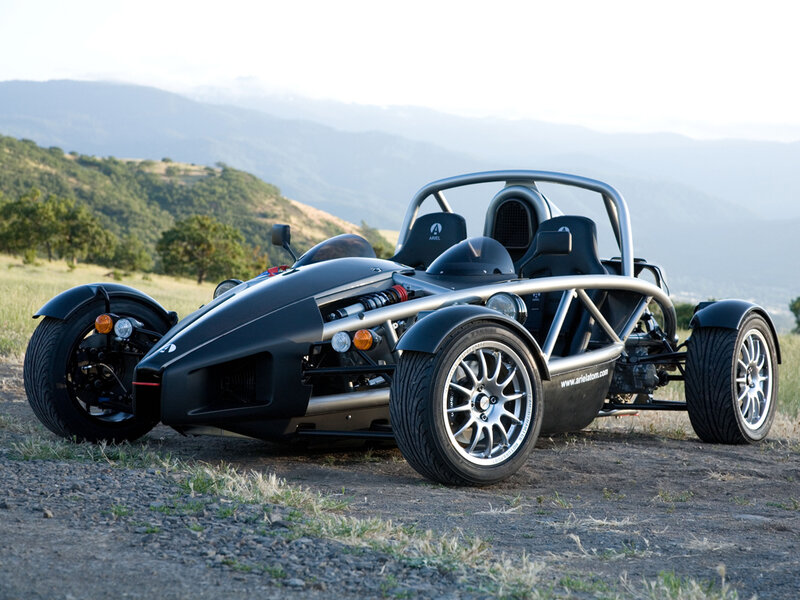 Ariel Atom sports car on a hillside