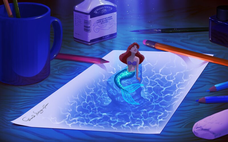 Ariel drawing on paper