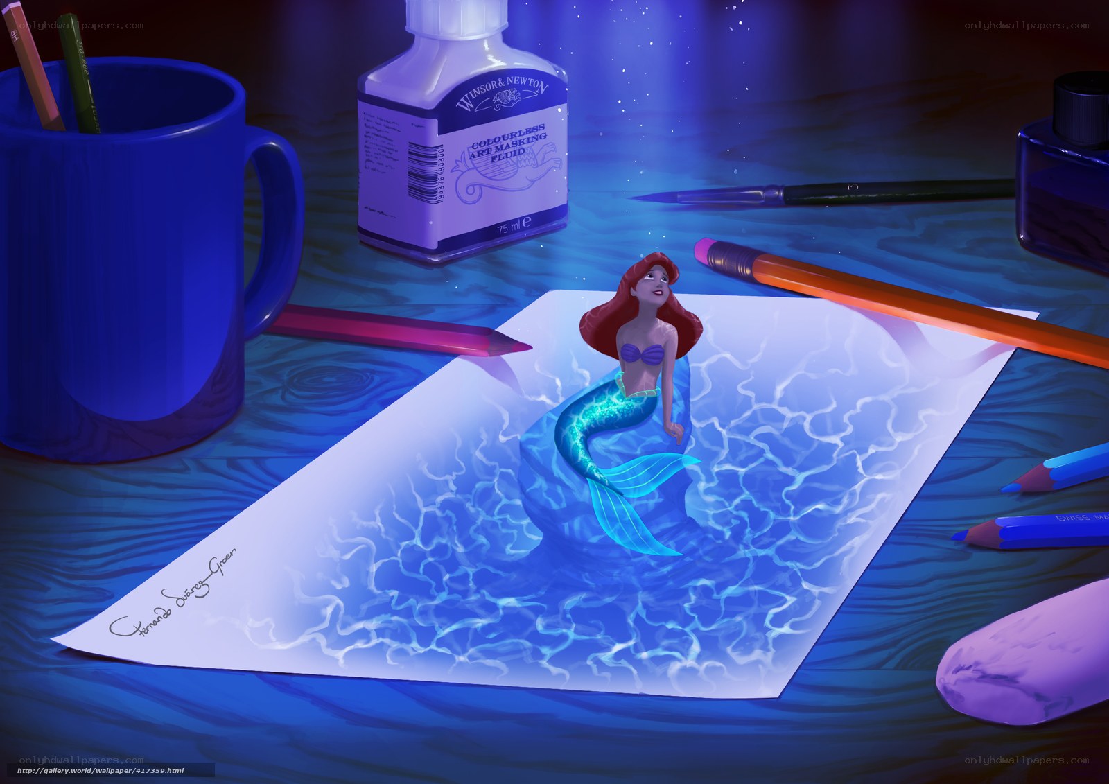 Ariel drawing on paper