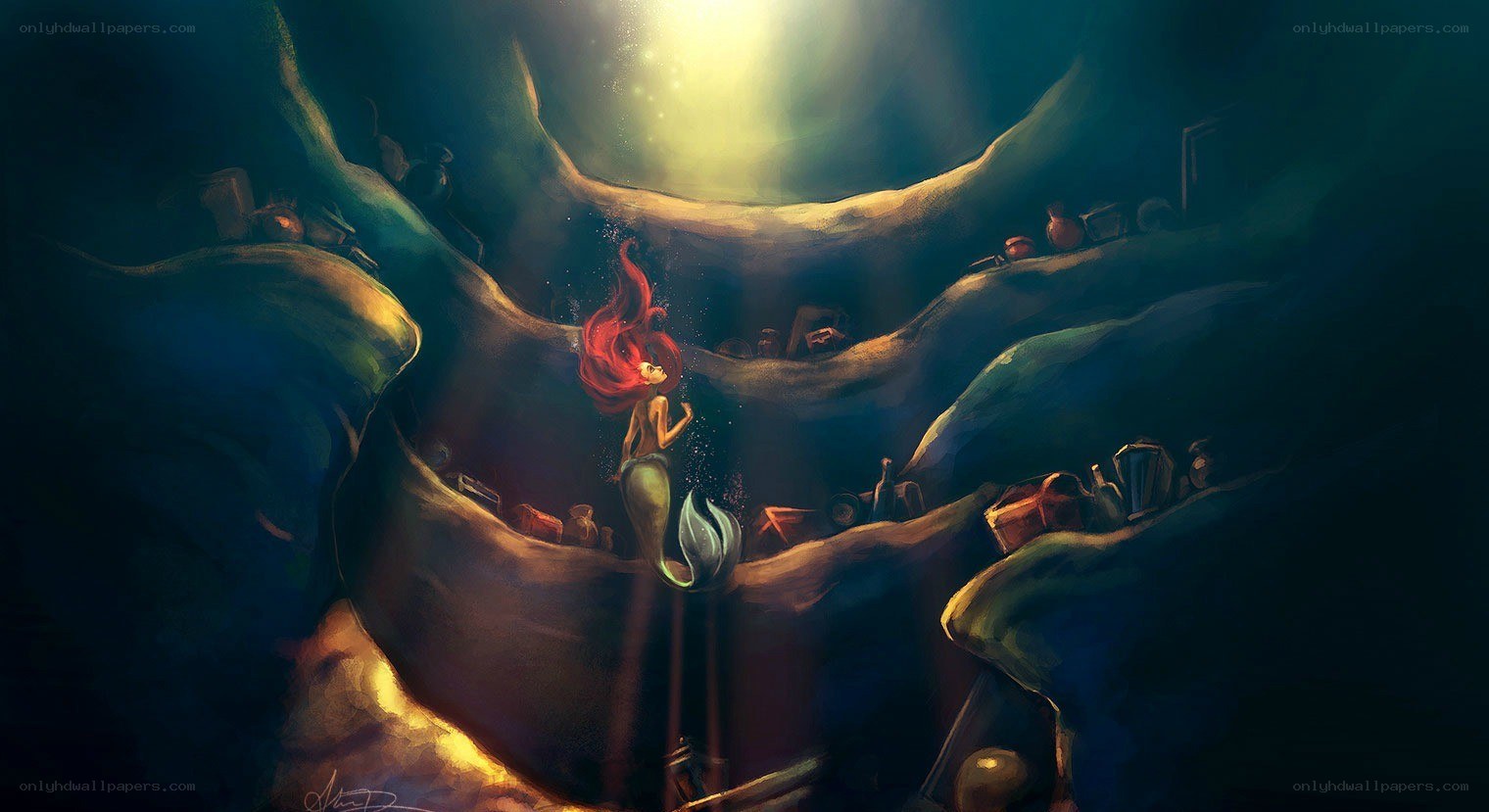 Ariel in her underwater cave