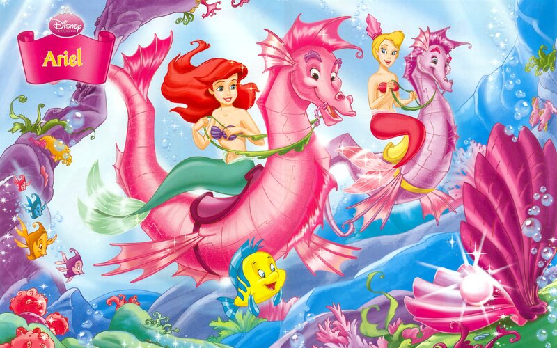Ariel on a Seahorse — Pink