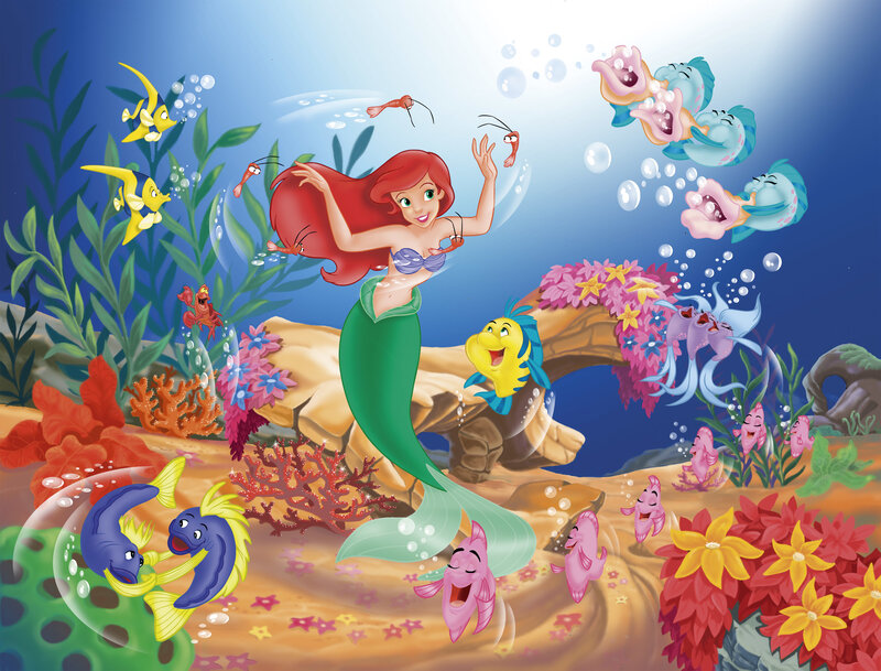 Ariel the Mermaid — Blue, Playful, Illustration, Fish, Coral