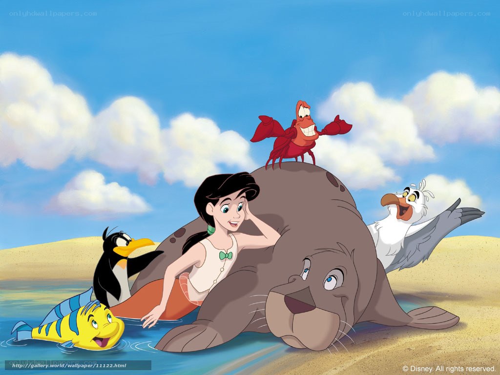 Ariel with her friends on the beach