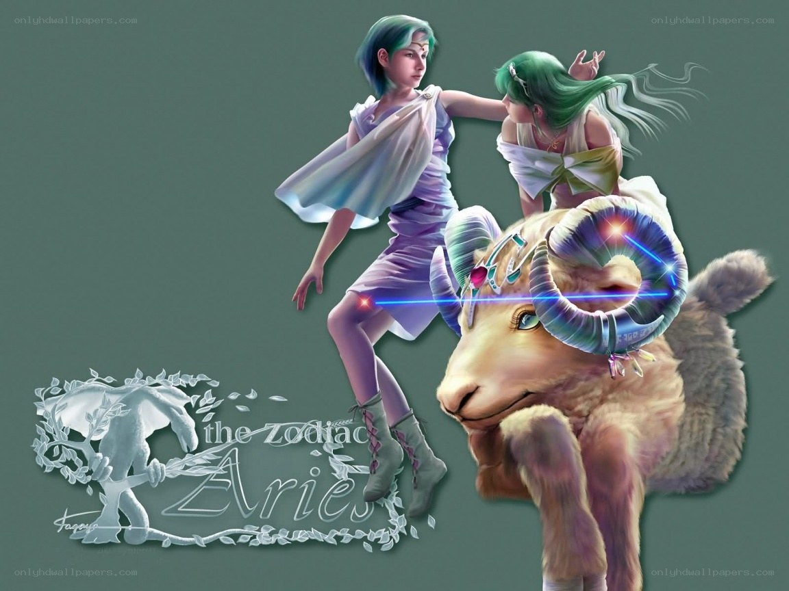 Aries zodiac art with characters