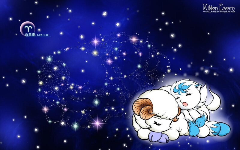 Aries zodiac art with cute animals