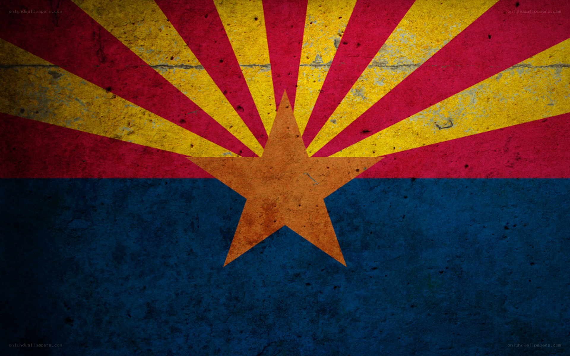 Arizona state flag with distressed texture