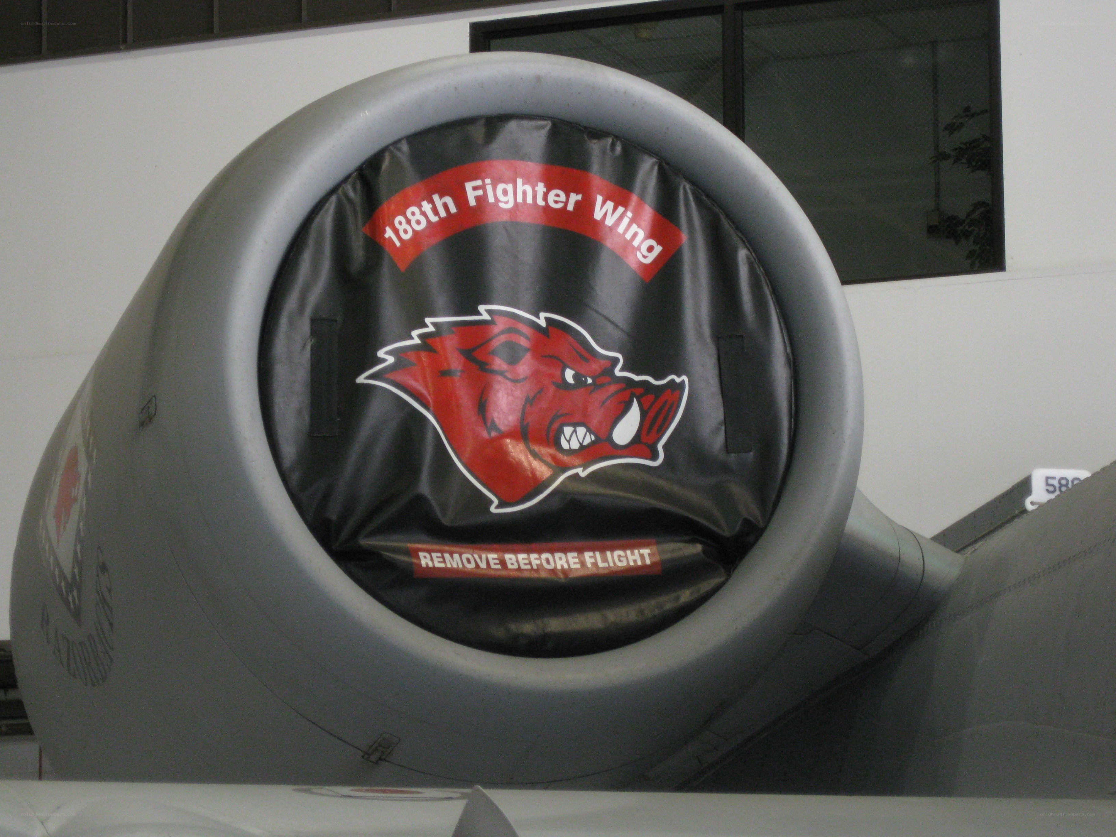 Arkansas Razorbacks aircraft engine cover