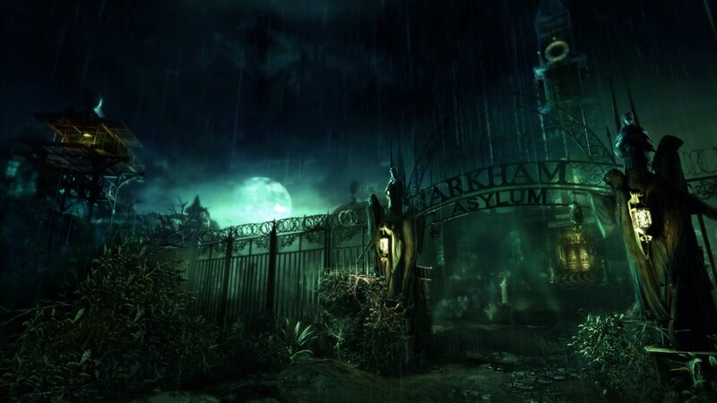 Arkham Asylum Gate — Green, Dark, Eerie