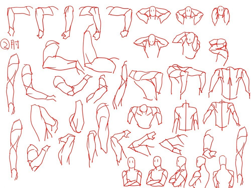 arm and body pose reference sheet