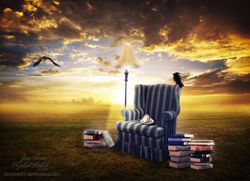 Armchair in Field — Yellow