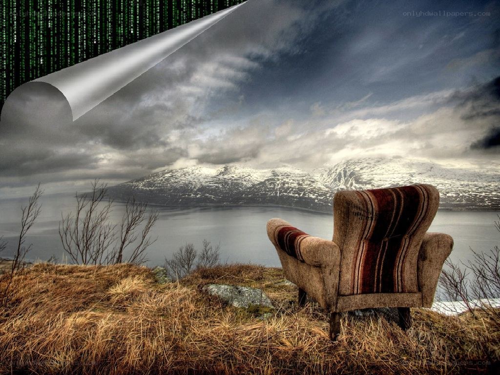 Armchair overlooking a fjord